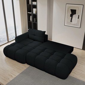 Masseno Narożnik FLUMA z funkcją spania i pojemnikiem na pościel Narozniki L, Rozkładana sofa - Czarny, QUELLE 100