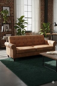 Rozkładana pikowana brązowa sofa L7-F47