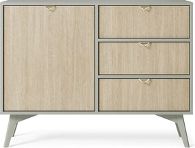 Komoda: Eukaliptus / Scandi Chevrons, Drewniane Nogi, 106 x 80 x 38 cm