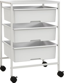 HOMCOM Boczny wózek na kółkach, 3 kosze do transportu i przechowywania, wózek kuchenny, 40,8 dł. x 33,5 szer. x 60,5 wys. cm, Biały