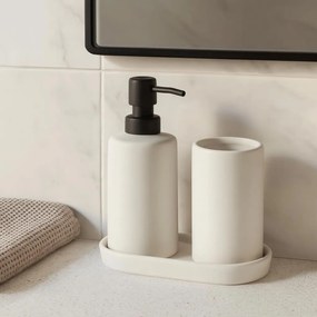 Zestaw łazienkowy PLY, ceramiczny dozownik, kubek i taca