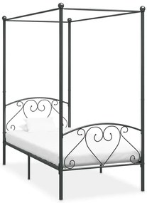 Szare metalowe łóżko z baldachimem 100x200 cm - Nila