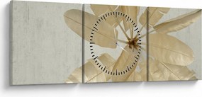 Obraz gęsich piór (z zegarem) (90x30 cm)