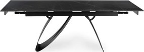 Stół Rozkładany Prostokątny DEVON 160-220 cm Ceramiczny Czarny Marmur/Czarny Glamour