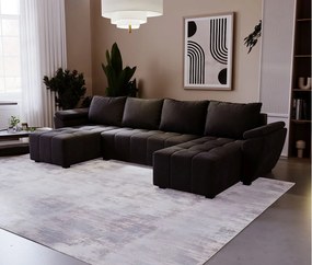 BEDANTE narożnik ZEUS U Monolith 97 czarny z funkcją spania sofa w kształcie litery U z pojemnikiem na pościel kanapa do salonu sofa rozkładana