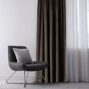 Brązowa aksamitna zasłona częściowo zaciemniająca (dimout) 140x270 cm Eyelets – Restilo