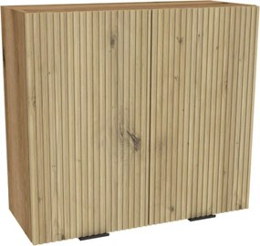 Zestaw Mebli Kuchennych MODERN 170 cm Dąb Artisan/Biały Połysk Ryflowany Nowoczesny