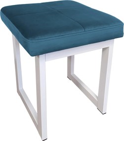Taboret SOLID tkanina Welur stelaż metalowy STOŁEK LOFT : Kolor Stelaża - Biały, Kolor tkaniny - VELVET - MG33, Typ tkaniny - Velvet, Wysokość - 45 cm