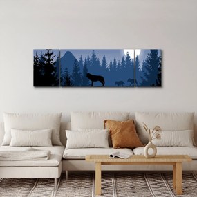 Obraz - Wataha wilków pod księżycem w pełni (170x50 cm)