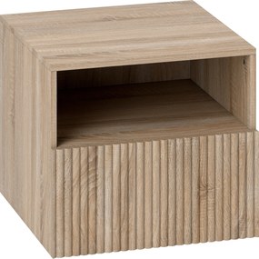 HOMCOM stolik nocny, bezuchwytowy design, otwarta półka, szuflada, montaż ścienny, jasnobrązowy