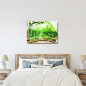 Obraz na szkle - Widok na tropikalny ogród (70x50 cm)