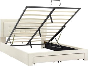 Łóżko tapicerowane 140x200cm z weluru - z szufladą i stelażem - Beżowe (bez materaca)