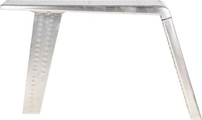 Biurko industrialne w stylu samolotu srebrne 112x50x76 cm z metalu i MDF, design skrzydła odrzutowca, duży blat, łatwy montaż