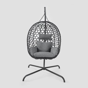 Huśtawka NIDO na metalowym stelażu104x106x184 cm czarna HOMLA