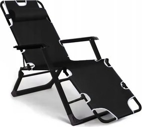 Leżak ogrodowy rozkładany Tossa DC01-BK-BK, poduszka czarna, stelaż czarny