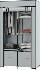 HOMCOM Szafa z Tkaniny Kleiderschrank 1 Drążek na Wieszaki, 2 Szuflady, 83 x 42.5 x 162.5 cm, Szary