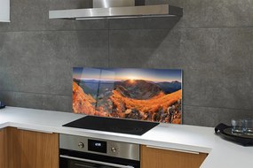 Panel szklany do Kuchni Szkarłatny Zachód w Alpach