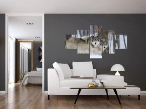 Obraz - Wilki zimą (125x70 cm)
