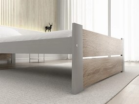 Łóżko IKAROS DOUBLE 90 x 200 cm, dąb sonoma/szary Stelaż: Ze stelażem listwowym rolowanym elastycznym, Materac: Materac Somnia 18 cm