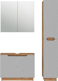 Zestaw mebli łazienkowych dąb/szary ze strukturą płytek 79.6x32x62.1 lotta