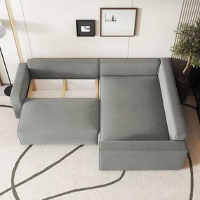 Masseno Narożnik ERONIS z funkcją spania i pojemnikiem na pościel Narozniki L, Rozkładana sofa - Jasnoszary, MONOLITH 84