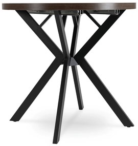 Stół Okrągły Rozkładany DORIAN 80-160 cm Orzech/Czarny Nowoczesny Loft