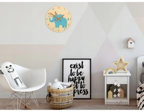 Zegar na ścianę cichy do pokoju dziecięcego drewniany nowoczesny słonik