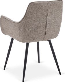 Zestaw Stół Rozkładany Ceramiczny ALICANTE 160-200 cm Czarny/Orzech i 4 Krzesła Tapicerowane EDRICK Brązowe