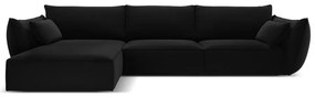 Czarny aksamitny narożnik (lewostronny/z szezlongiem) Vanda – Mazzini Sofas