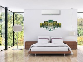 Obraz - Jelenie w zielonym lesie (125x70 cm)