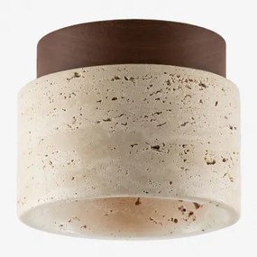 Plafon Sufitowy Ø10 Cm Z Trawertynu I Drewna Davise Travertine - Sklum