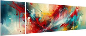 Obraz – Abstrakcja z czerwienią (170x50 cm)
