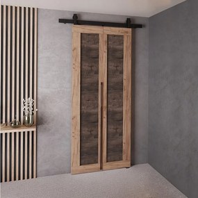 Drzwi Przesuwne QUDIO M1 Dąb Craft Złoty + Jesion Ciemny 70