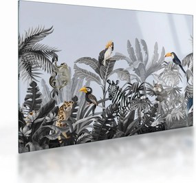 Obraz na szkle - Ilustrowana dżungla (70x50 cm)