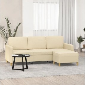 Trzyosobowa sofa z podnóżkiem Kremowa 180 cm Tkanina Nowoczesna i Wygodna