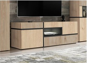 Szafka RTV CROSS LED 150 hickory jackson/czarna