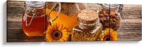 Obraz - Martwa natura z słoikami miodu (170x50 cm)