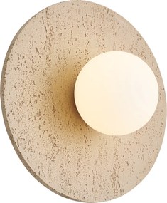 Lampa ścienna Japandi okrągła z kamienia naturalnego ze szkłem opalowym - Josie