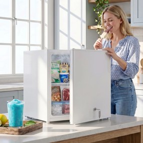 HOMCOM Mini-zamrażarka 35 l zamrażarka wolnostojąca 161 W 47 x 44,2 x 48,8 cm biały | Aosom PL