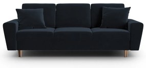 Ciemnoniebieska aksamitna rozkładana/ze schowkiem sofa 235 cm Kyoto – Cosmopolitan Design