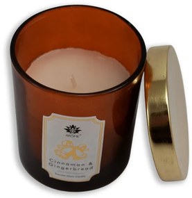 Świeca zapachowa w kolorowym szkle z pokrywką, Cinnamon &amp; Gingerbread, 125 g
