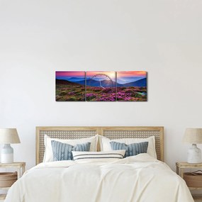 Obraz - Krajobraz kwitnących gór (z zegarem) (90x30 cm)