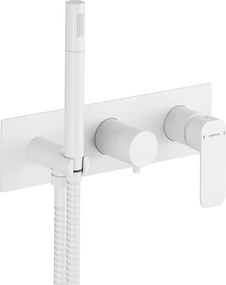 Biała bateria prysznicowa podtynkowa (2 otwory) Spy – Sapho