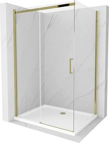 Mexen Omega kabina prysznicowa rozsuwana 110 x 80 cm, transparent, złota + brodzik Flat - 825-110-080-50-00-4010