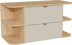 Szafka pod umywalkę wisząca z wnękami - Beżowy i Jasnodrewniany - 100 cm LAVENA