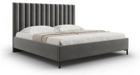 Szare tapicerowane łóżko dwuosobowe ze schowkiem i stelażem 180x200 cm Casey – Mazzini Beds