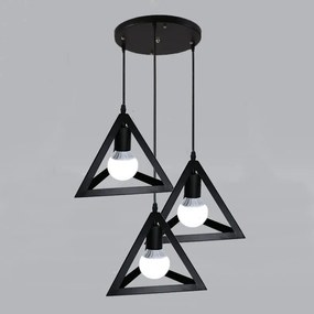 Lampa sufitowa metalowa loft trójkątna wisząca AT13-3SZ-Czarna