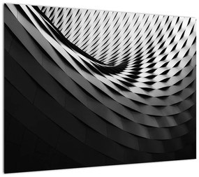 Obraz na szkle - Abstrakcyjny obraz - czarno - biała spirala (70x50 cm)