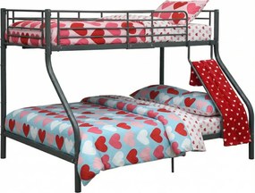 Czarne łóżko piętrowe z metalu 140x200 cm/90x200 cm F5-R81