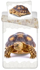 Biała/brązowa bawełniana pościel dziecięca jednoosobowa 140x200 cm Tortoise – Jerry Fabrics